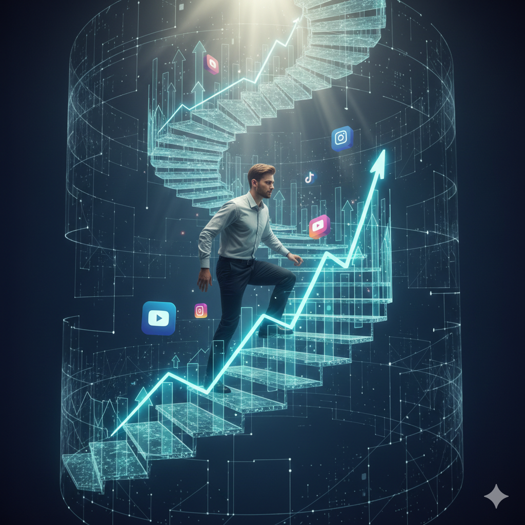 Creator success on YouTube and social media shown through analytics growth, content creation, and MCN support